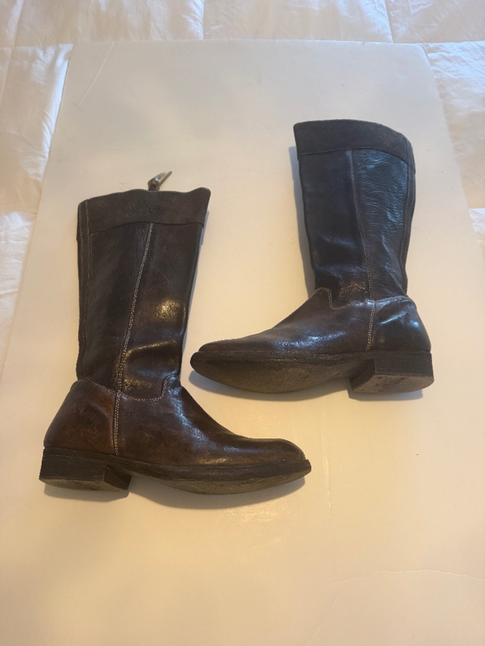 Women’s Brown Leather & Suede Tall Riding Boots – Size 38